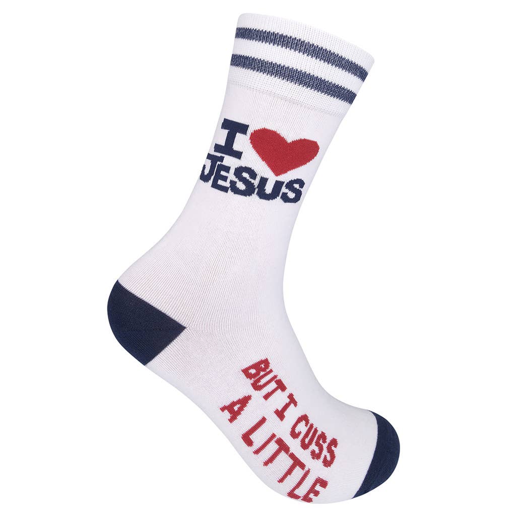 I Love Jesus (But I Cuss a Little) Socks | Funny Socks - HER Home Design Boutique
